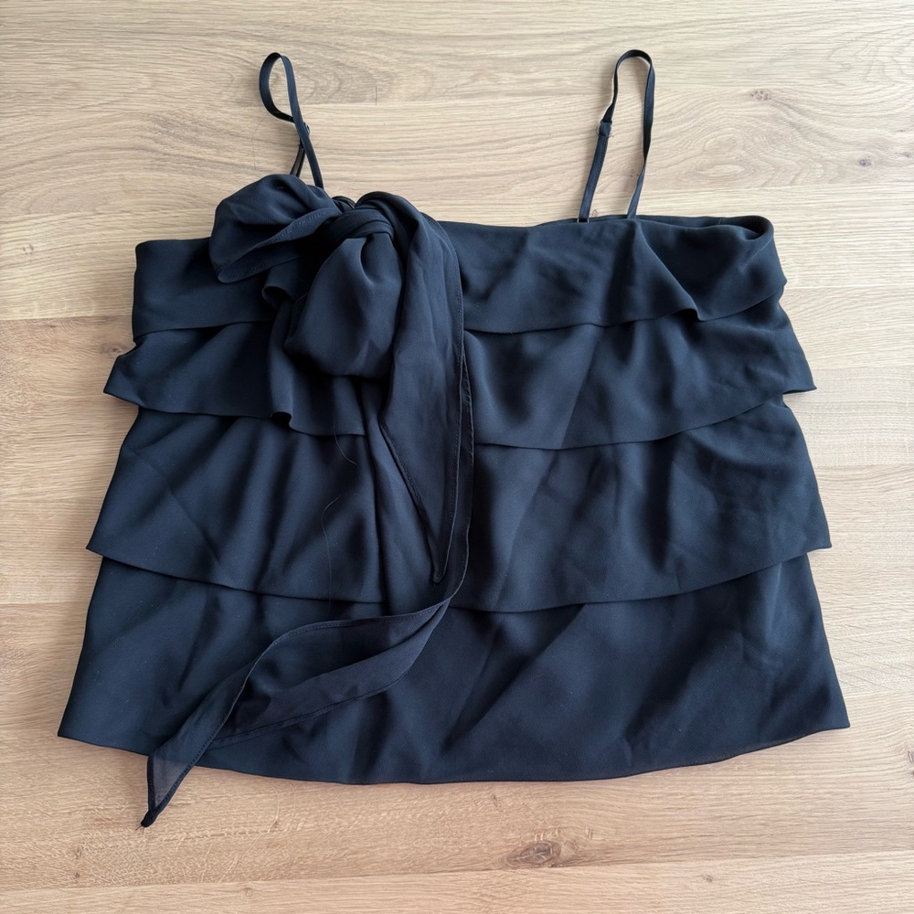Vince Camuto Black Layered Camisole with Bow